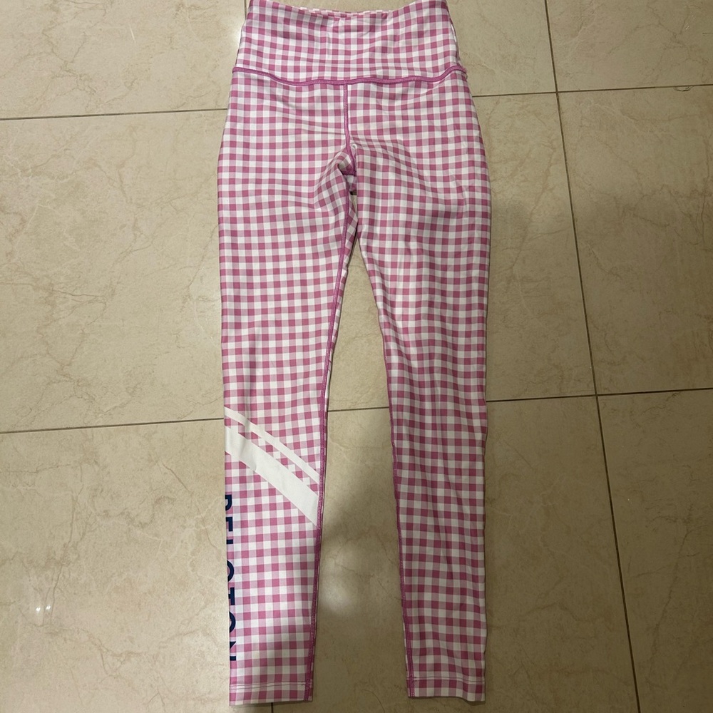 Pink Gingham Peloton Leggings